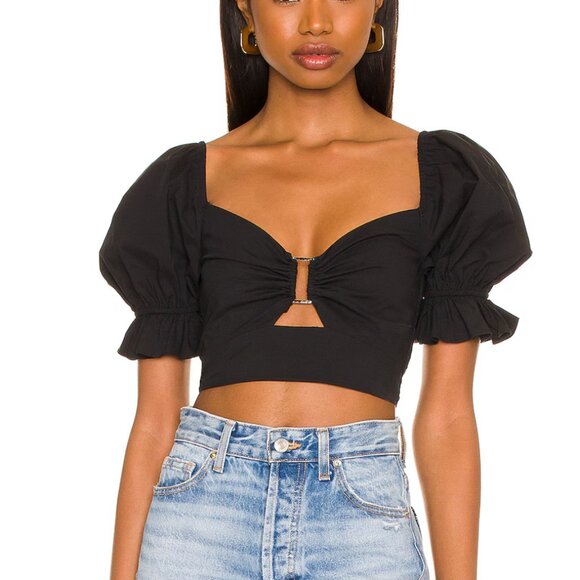 REVOLVE | More To Come | Puff Sleeve Ruched Crop Top | Size Small - Picture 1 of 3